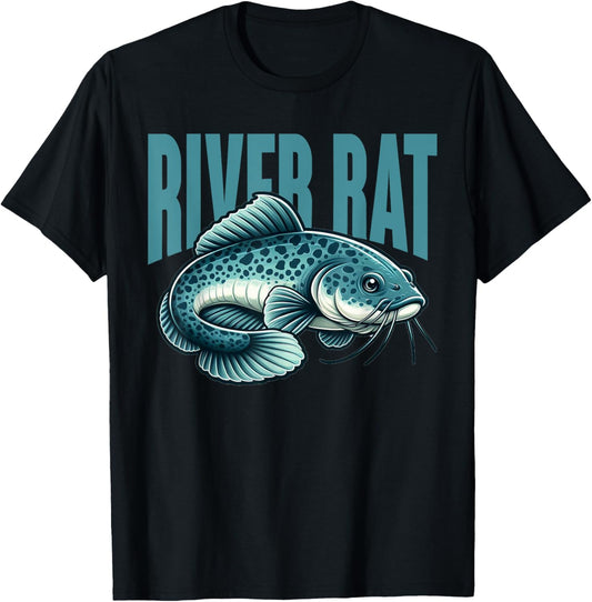 River Rat Catfish Fishing Fish Fisherman T-Shirt - T-Shirt | Black