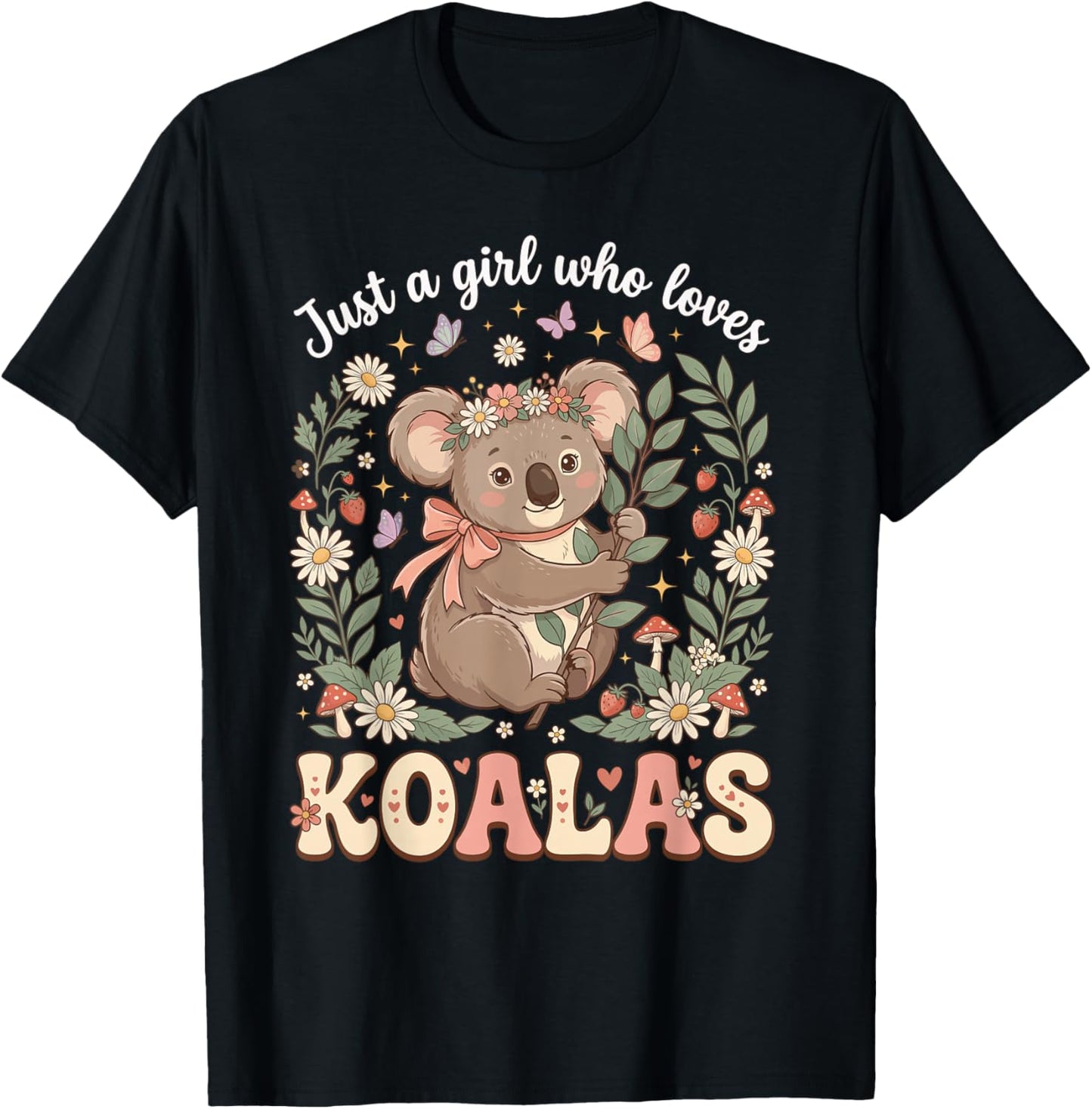 Just A Girl Who Loves Koalas Couronne de Fleurs en Forme d'ours Koala T-Shirt - T-Shirt | Black