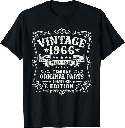 60 Anniversaire Cadeau Homme et Femme Vintage Année 1966 T-Shirt - T-Shirt | Black