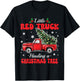Little Red Trucks Hauling Santa Christmas Tree Party Winter T-Shirt - T-Shirt | Black
