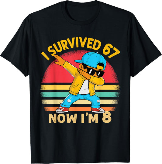 8th Birthday 67 Six Seven Dabbing Boy I'm 8 Year Old Bruh T-Shirt - T-Shirt | Black
