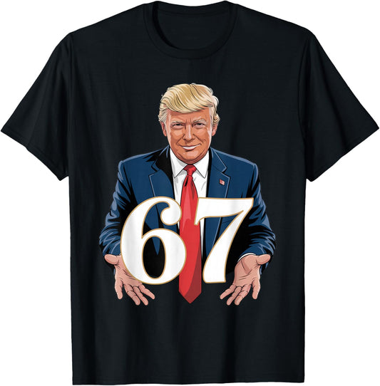 67 Meme Funny Trump 67 Hands Meme Slang 6 7 Hands T-Shirt - T-Shirt | Black