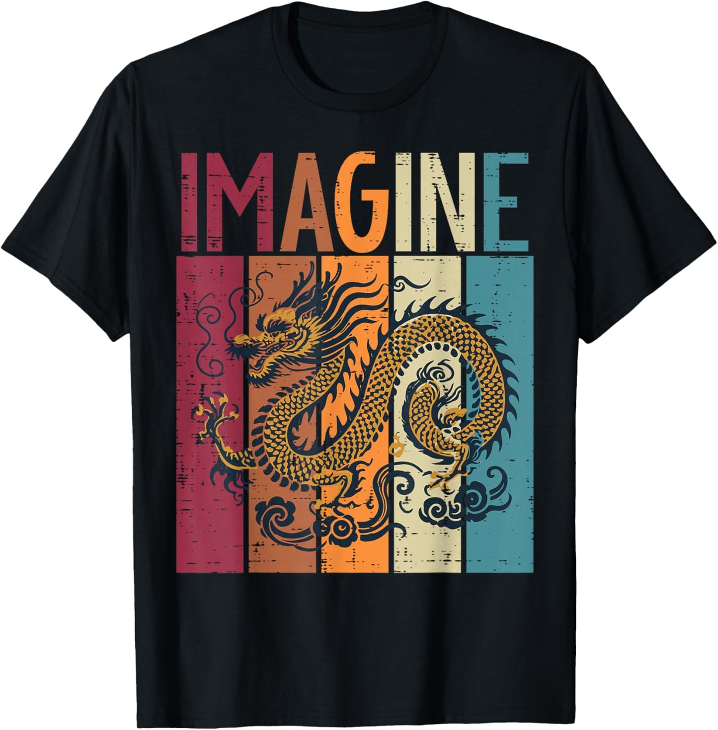 Japanese Dragon Imagine Retro Fantasy Mythical Men Women Child T-Shirt - T-Shirt | Black