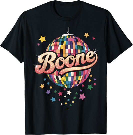 Girl Retro Boone First Name Personalized Heart T-Shirt - T-Shirt | Black