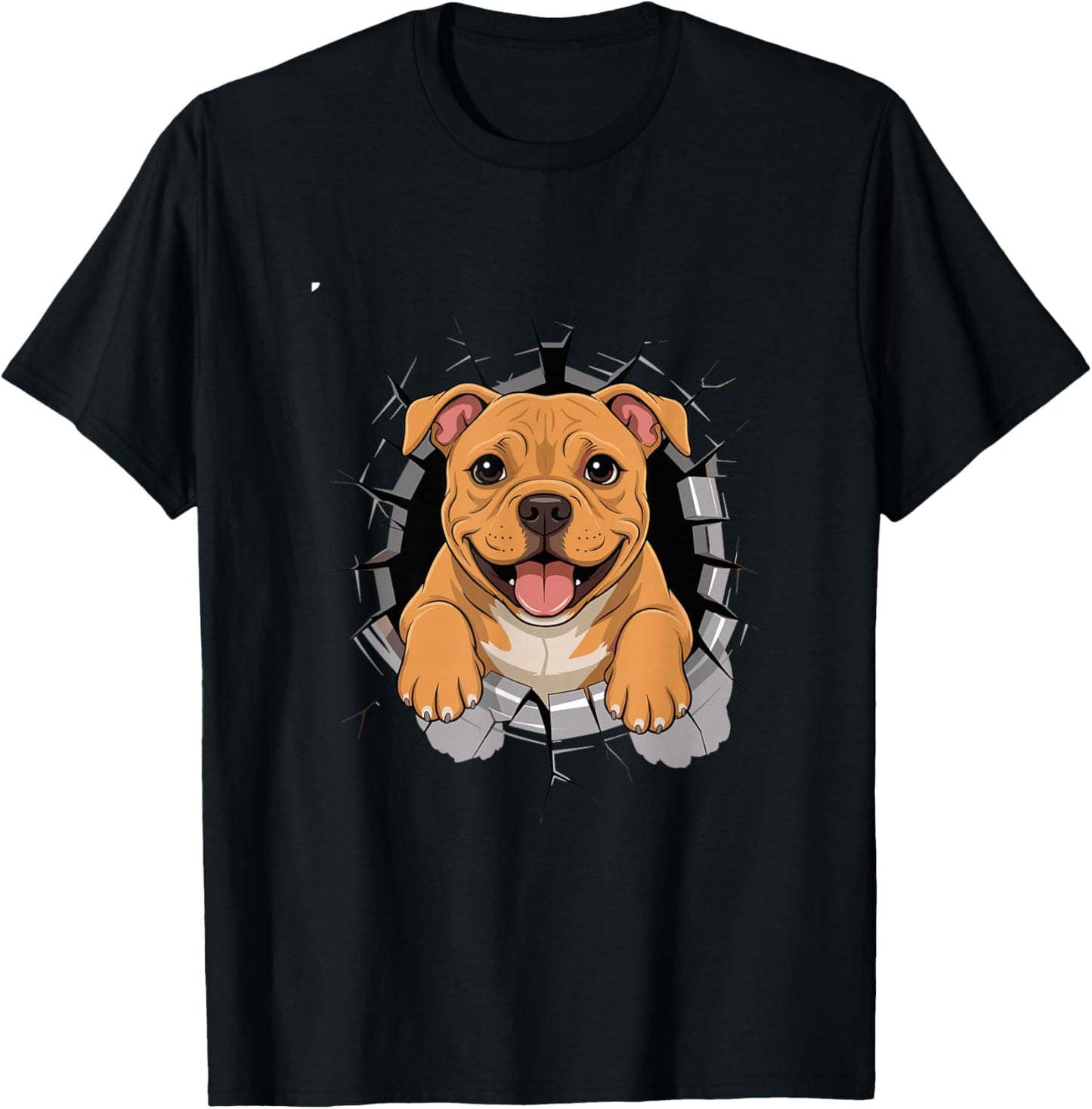 Cracked Wall Staffordshire Bull Terrier Staffy T-Shirt - T-Shirt | Black