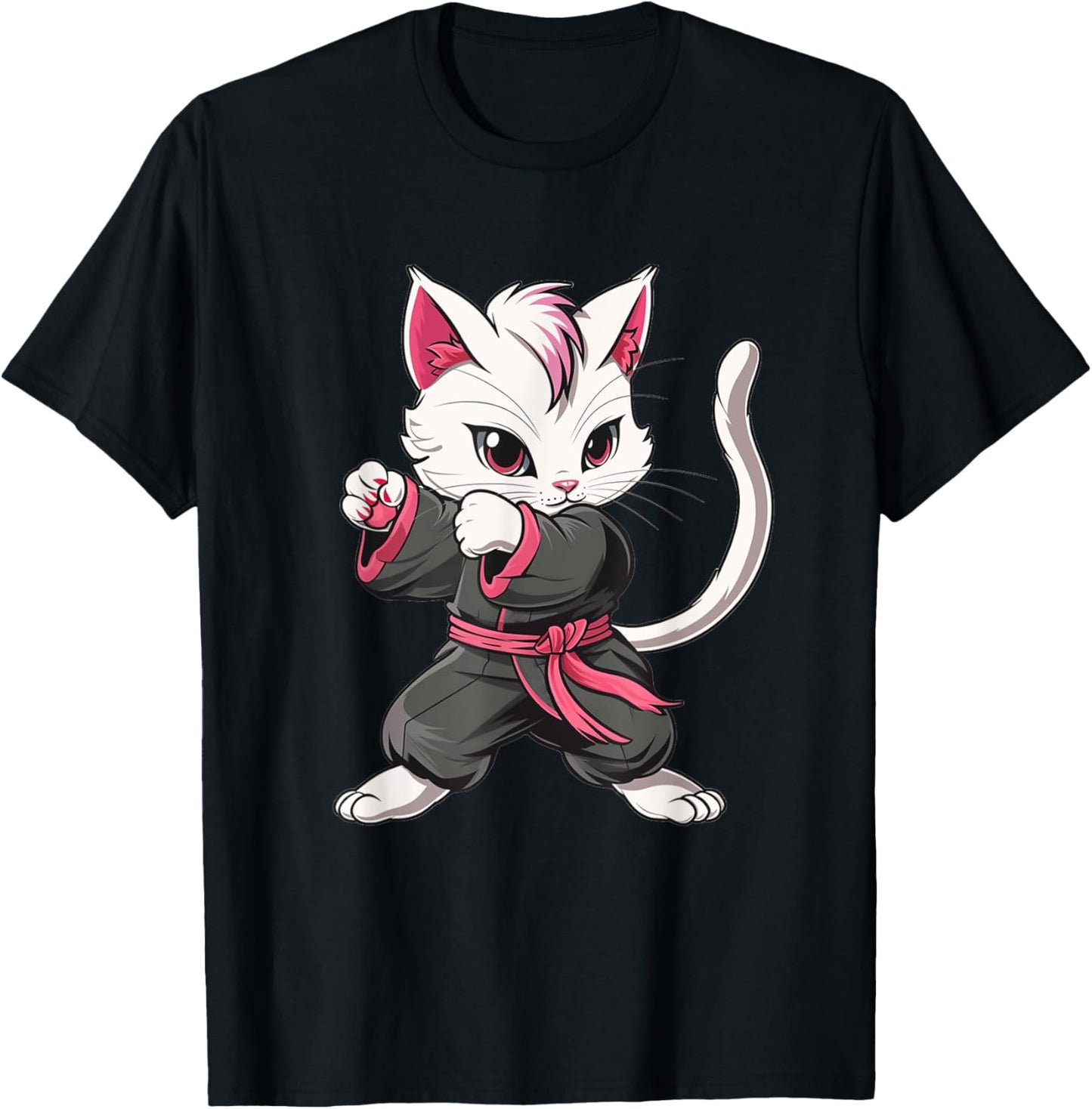 Karate Taekwondo Funny Cat Jiu Jitsu Women Girls MMA T-Shirt - T-Shirt | Black