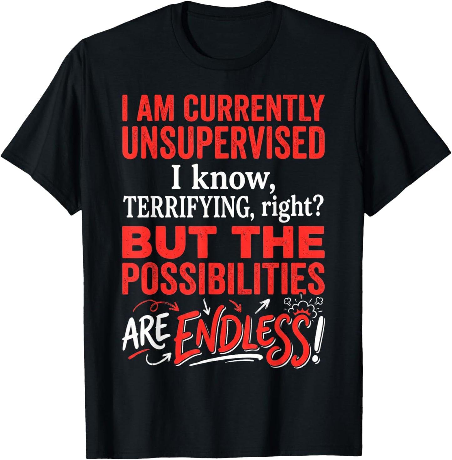 I'm Currently Unsupervised Sarcastic Humorous Funny Gift T-Shirt - T-Shirt | Black