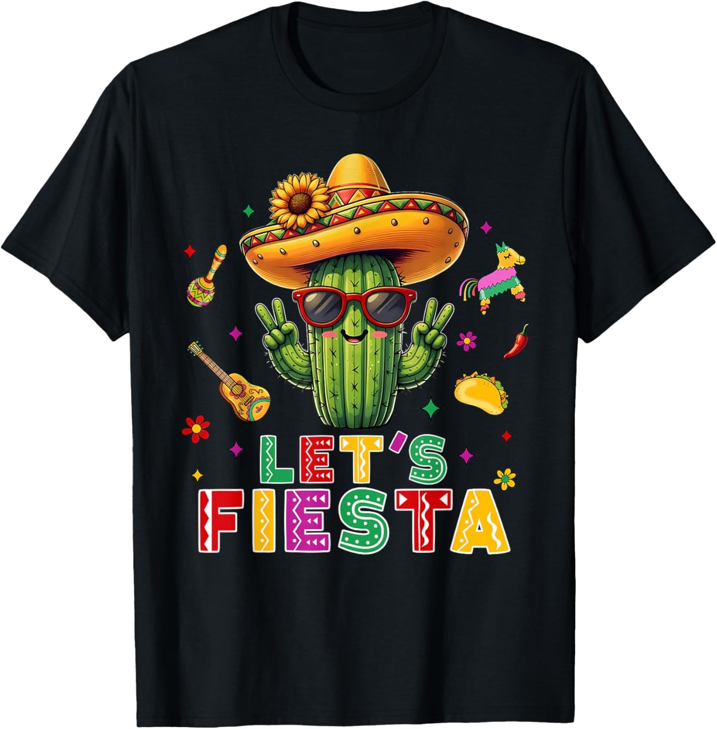 Cinco De Mayo Mexican Cactus Funny Lets Fiesta Party Women T-Shirt - T-Shirt | Black