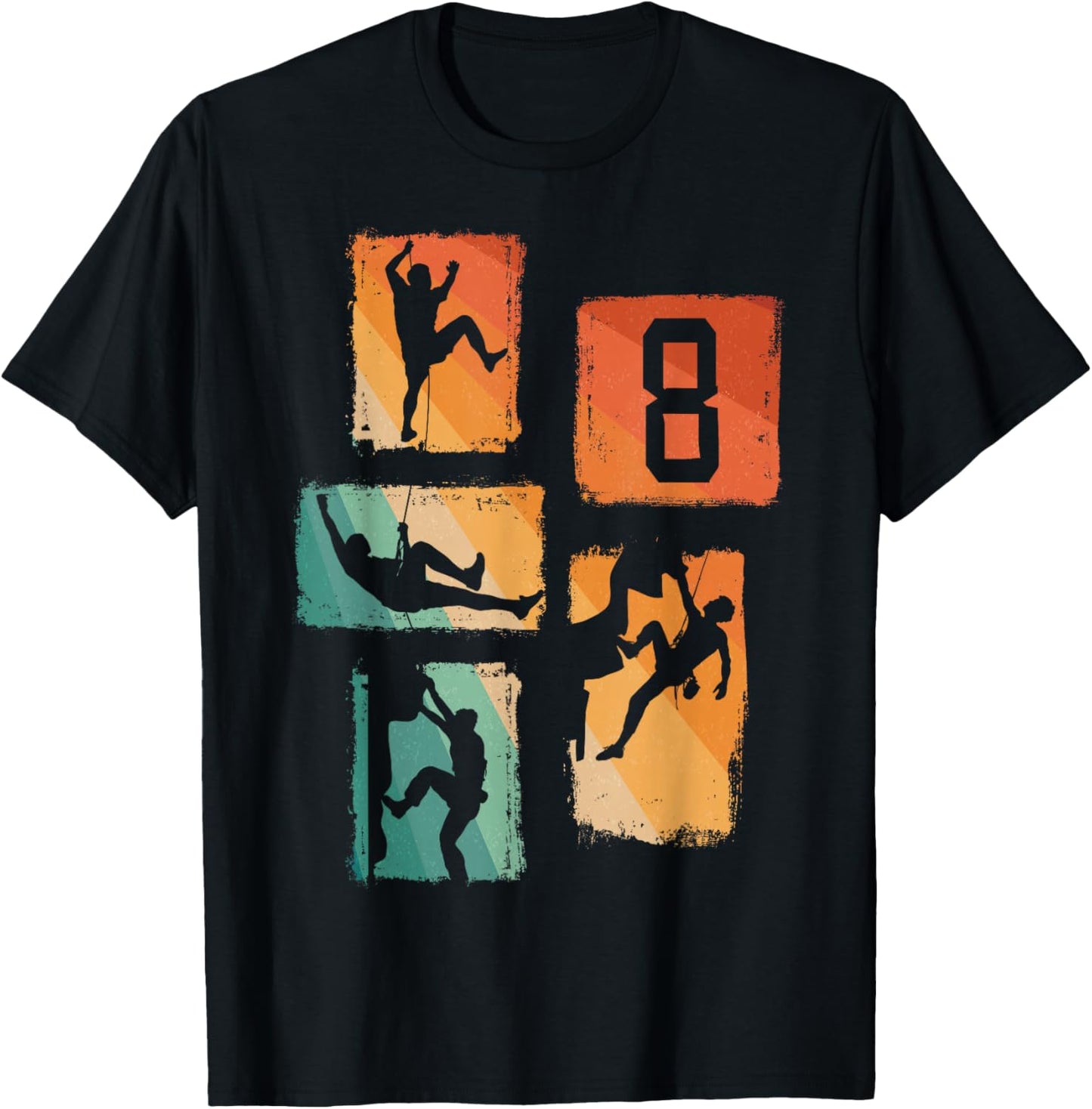 8th Birthday Climbing Rock Climber Bouldering 8 Years Old T-Shirt - T-Shirt | Black