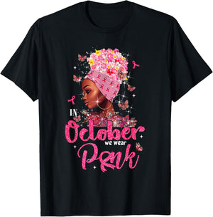 In October We Wear Pink Breast Cancer For Mom Black Women T-Shirt - T-Shirt | Black