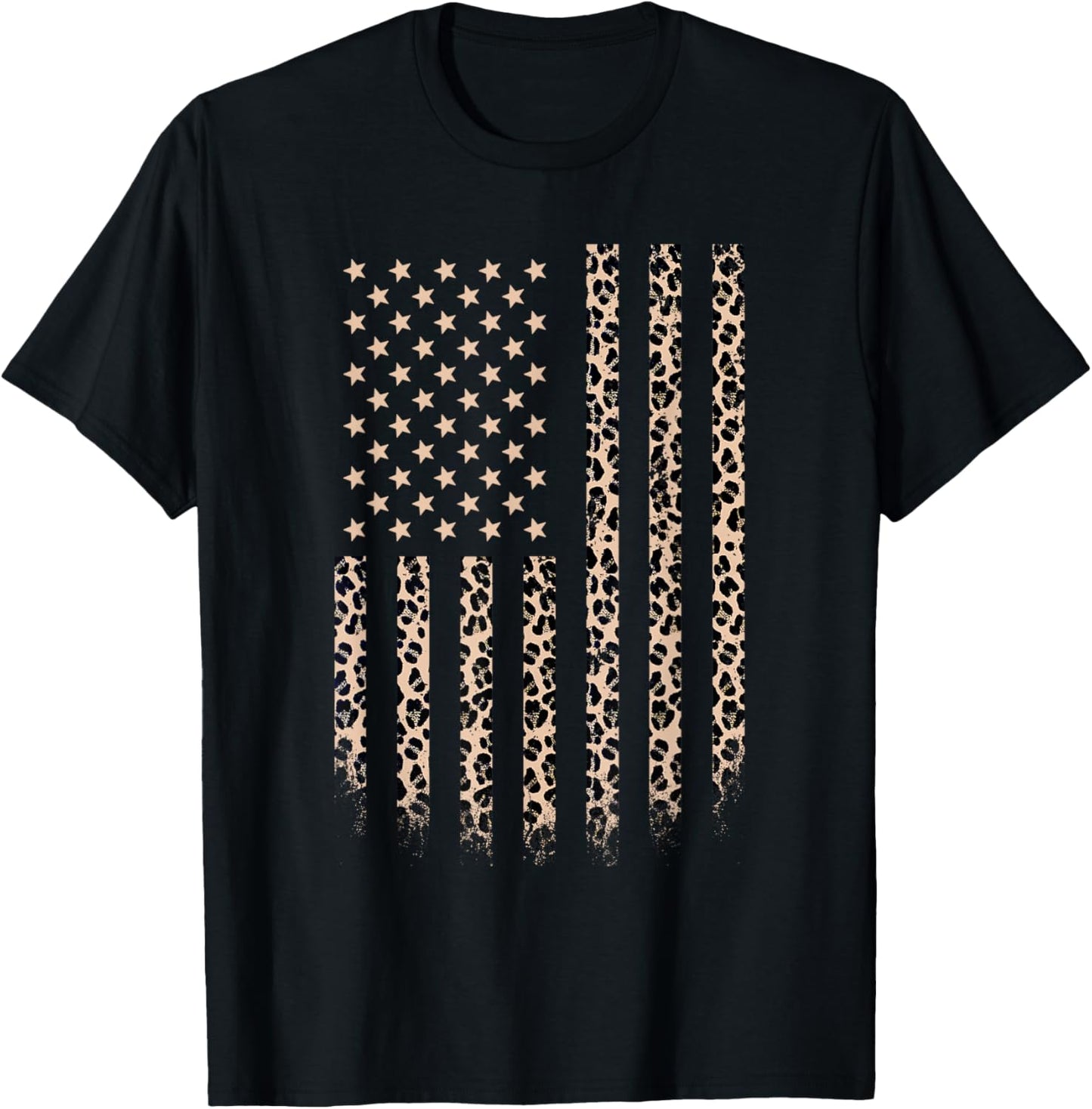 Leopard American flag Leopard Print 4th of july Animal Lover Kids Men T-Shirt - T-Shirt | Black