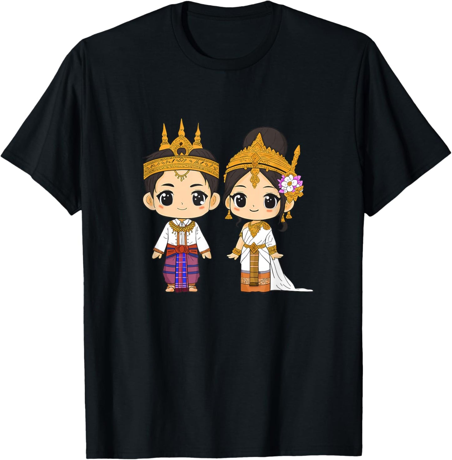 Cambodia Traditional Dress Cambodian Boy Khmer Girl T-Shirt - T-Shirt | Black