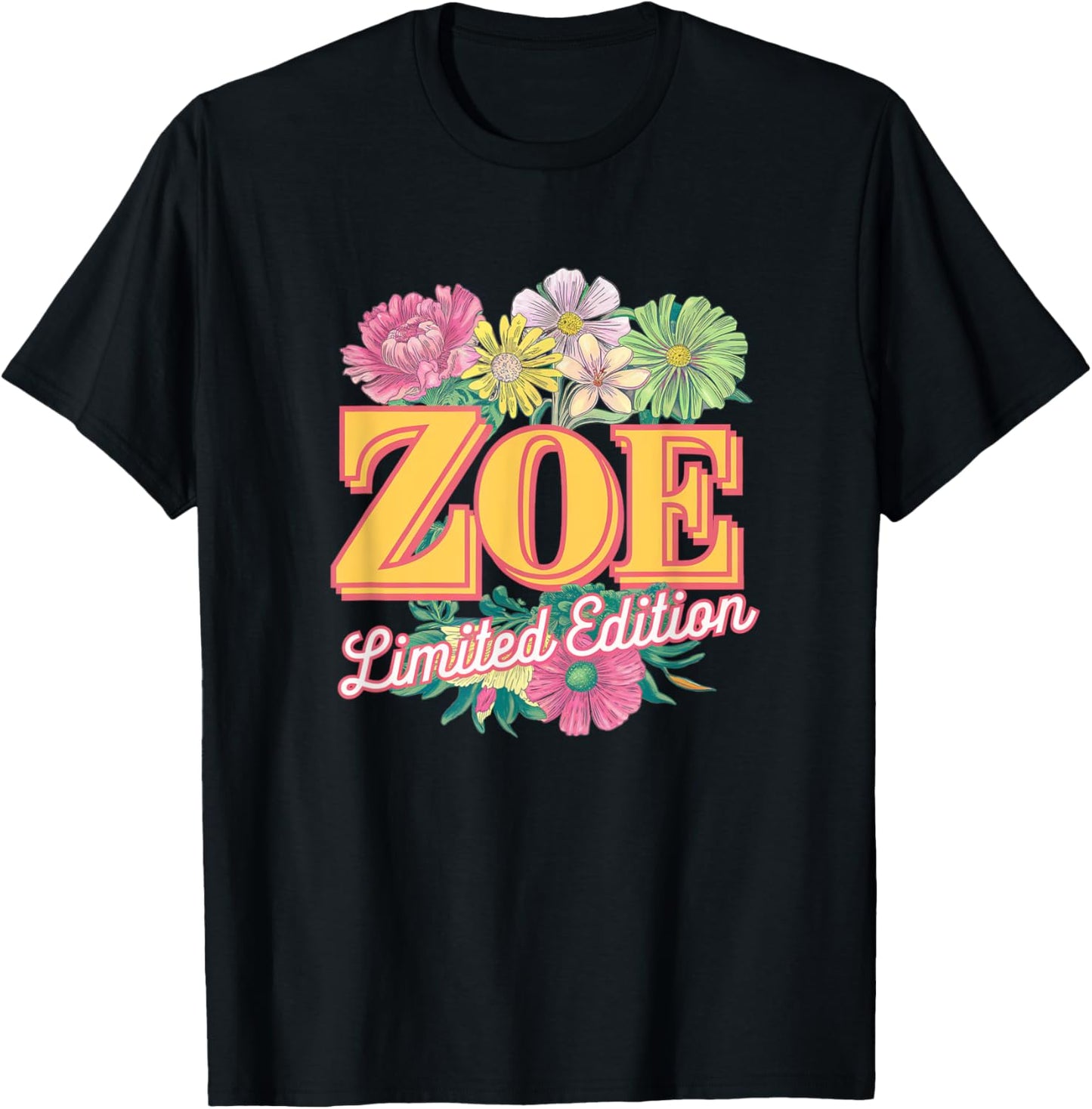 Zoe Limited Edition Vintage Custom Name Wife Grandma T-Shirt - T-Shirt | Black