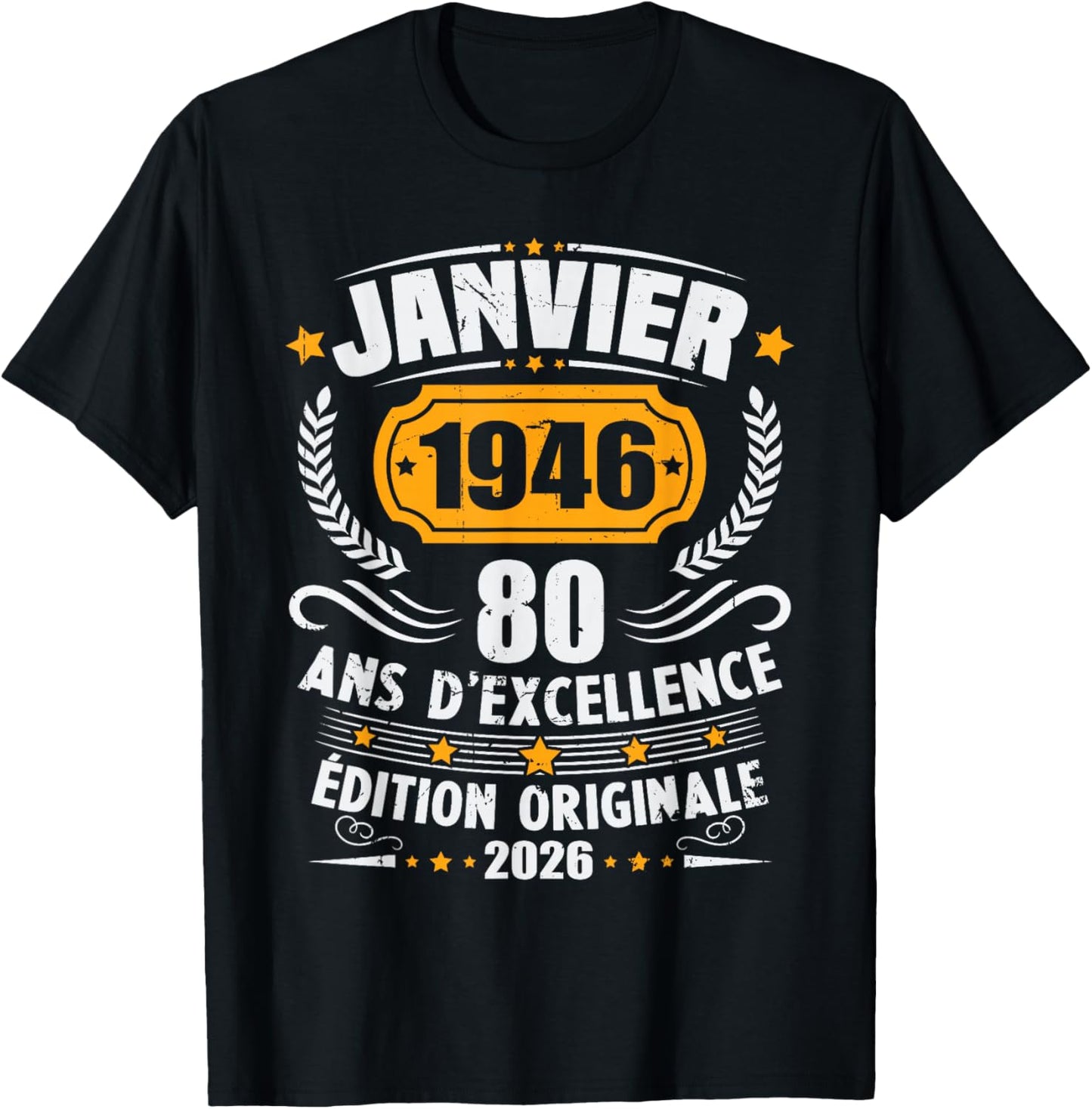 Vintage January 1946 Birthday Gift 80 Years Men T-Shirt - T-Shirt | Black
