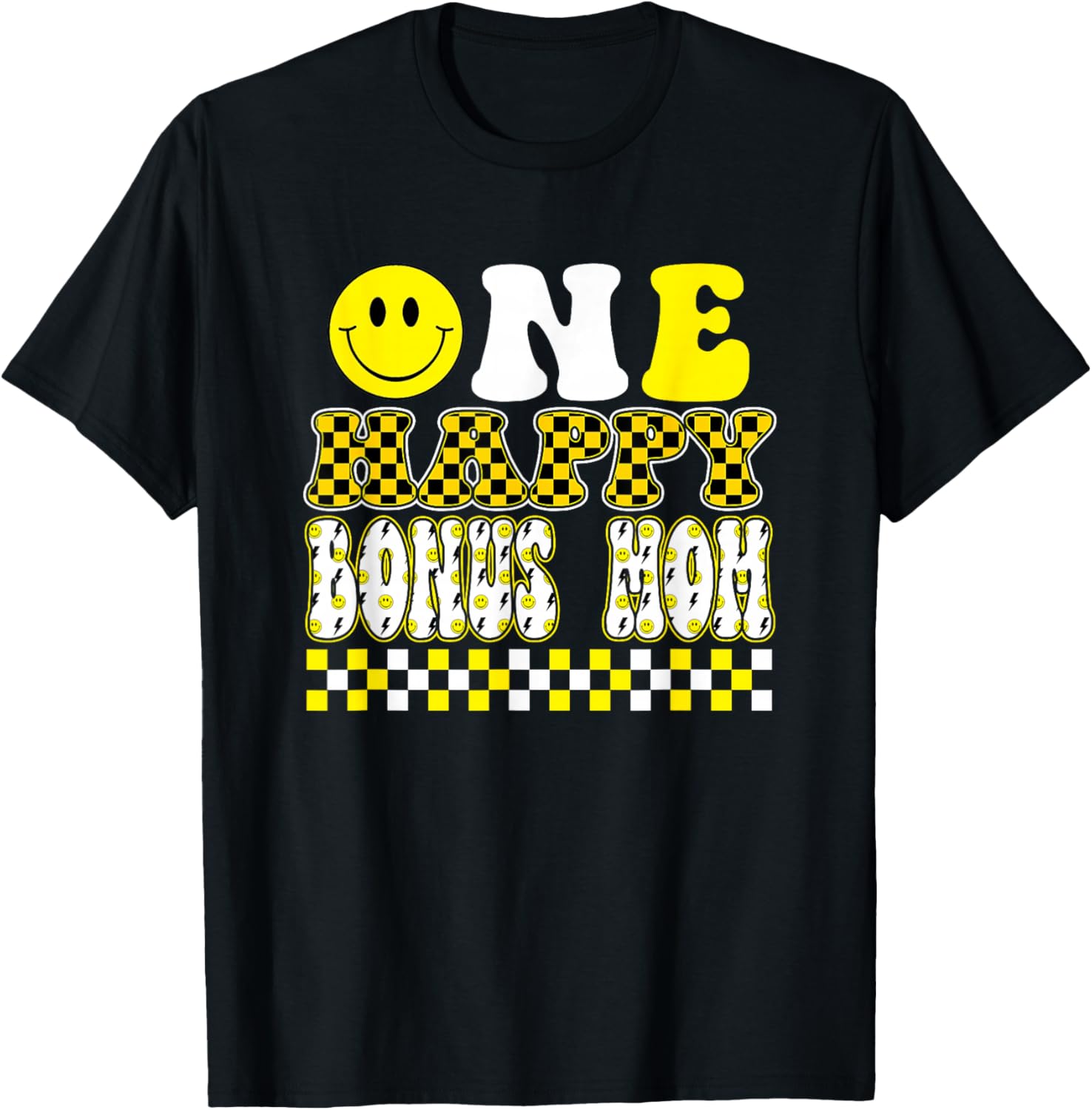 One Happy Dude Bonus Mom 1st Birthday Family Matching T-Shirt - T-Shirt | Black