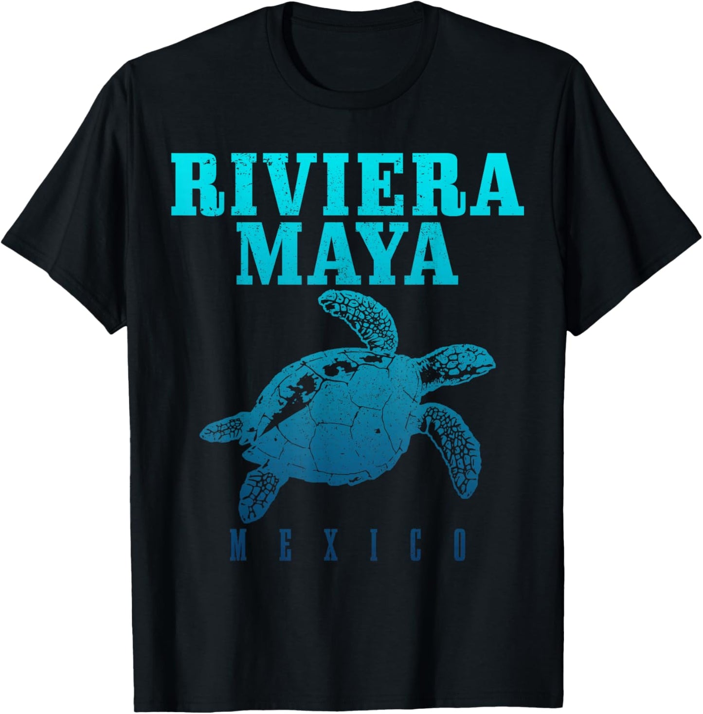 Riviera Maya Mexico Surf Sea Turtle Surfer Scuba Diving T-Shirt - T-Shirt | Black