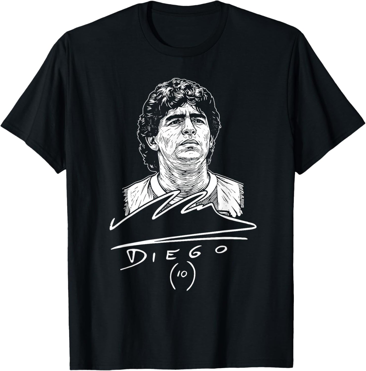 Diego Maradona Vintage Autograph Design Football Icon T-Shirt - T-Shirt | Black