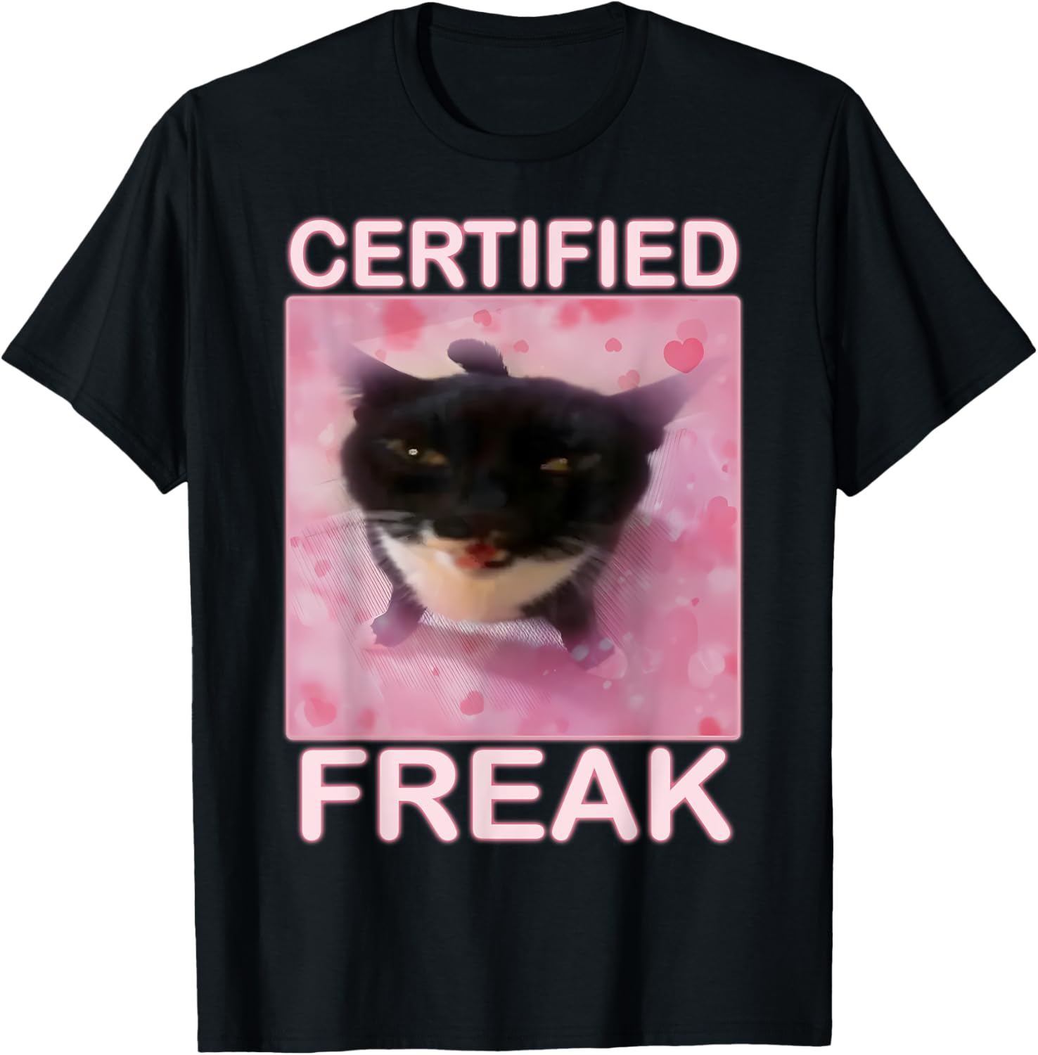 Cat Meme Certified Freak Eat Cement Cursed Cat Funny T-Shirt - T-Shirt | Black