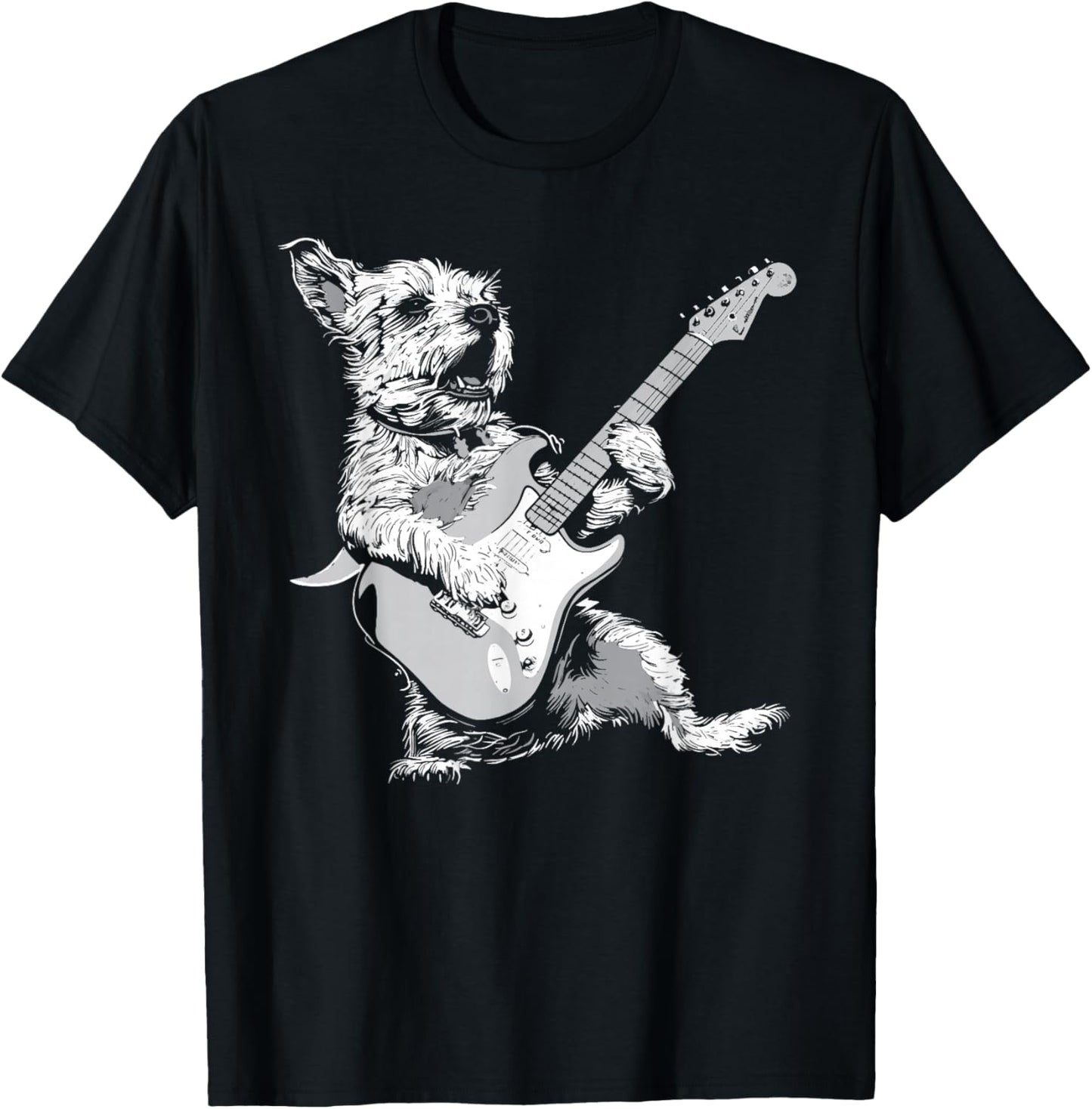 Dog Guitarist Guitar - Border Terrier Dad Mom T-Shirt - T-Shirt | Black