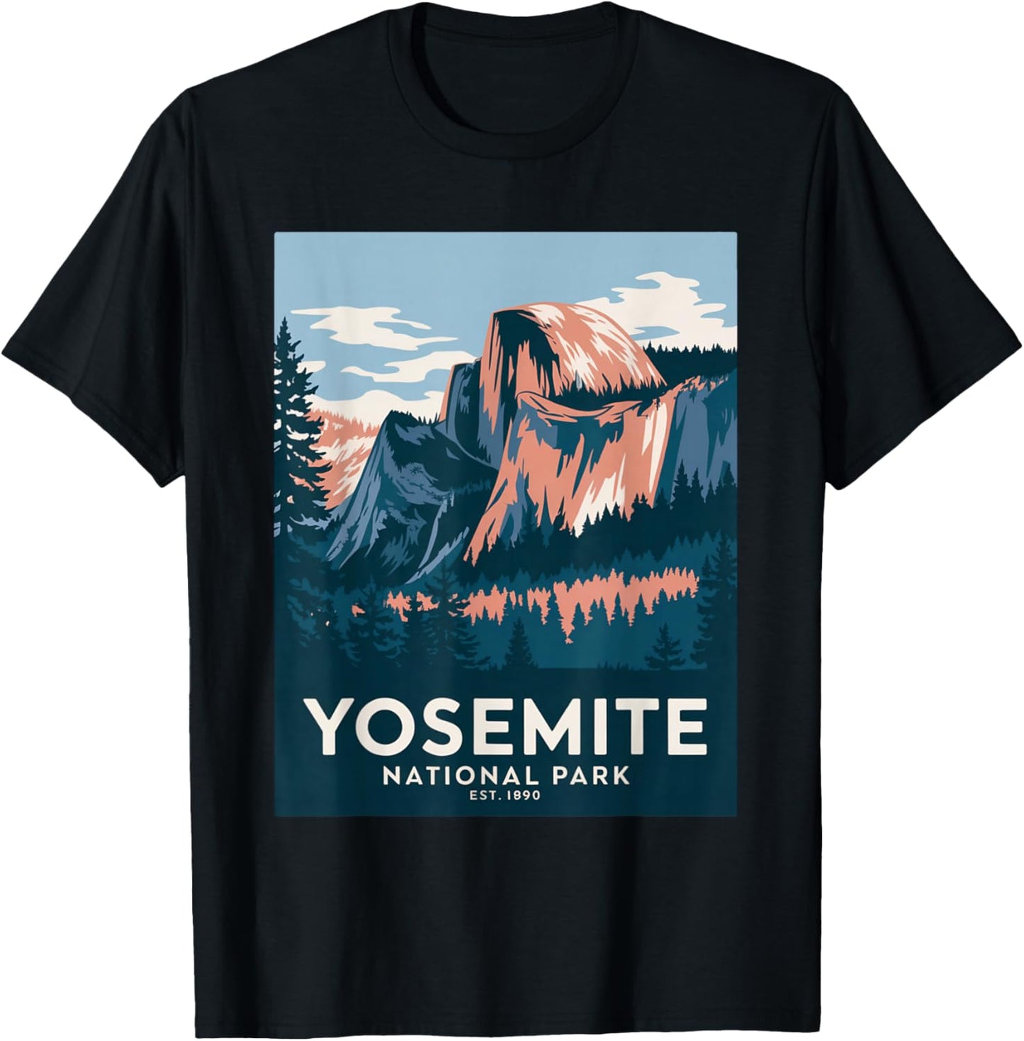 Yosemite National Park Vintage Camping Hiking Men Women Kids T-Shirt - T-Shirt | Black