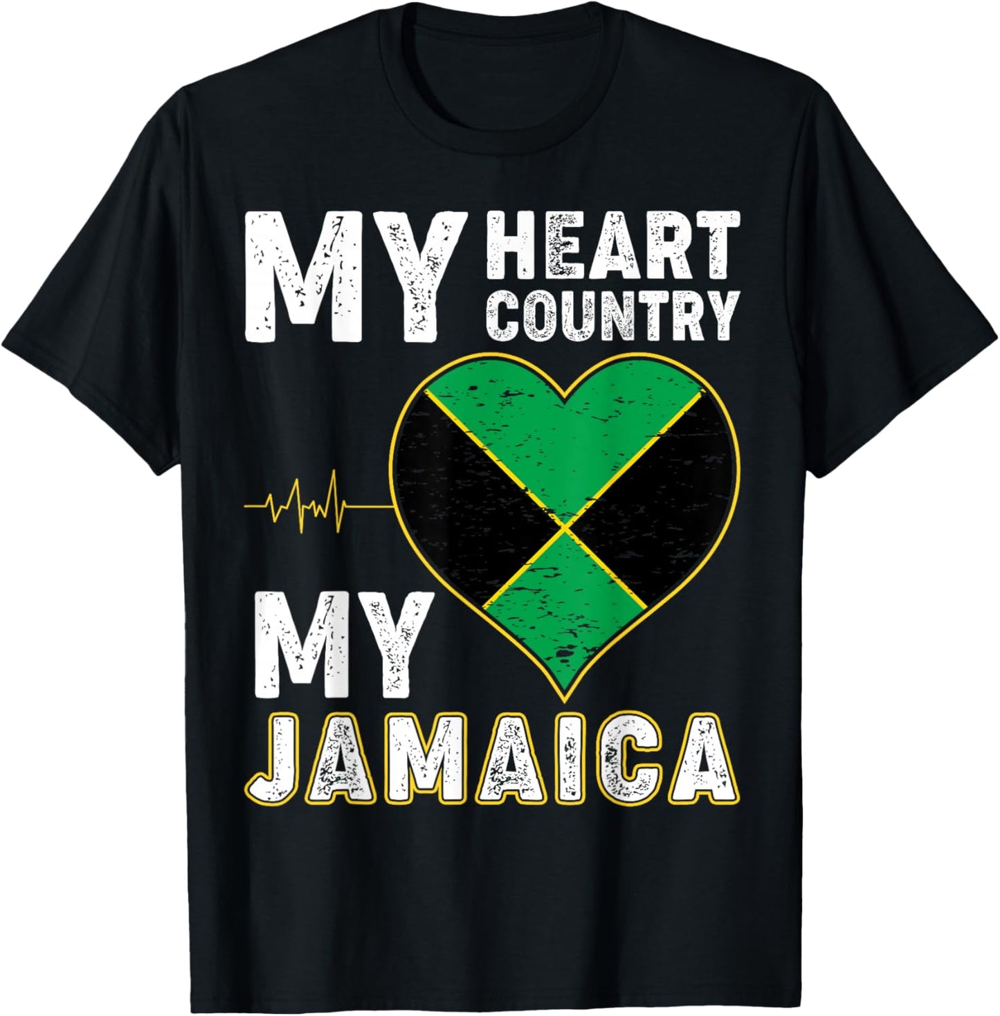 Jamaica Labour Party Jamaican Flag Heart Patriotic Vintage T-Shirt - T-Shirt | Black
