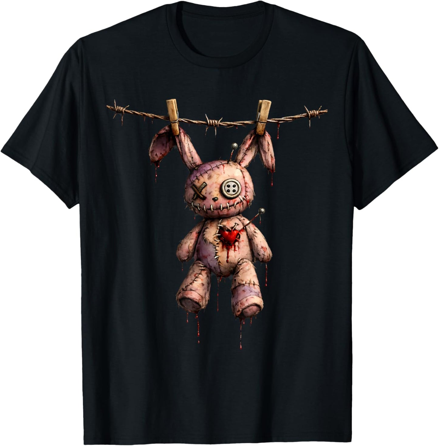 Creepy Cute Goth Bunny Voodoo Doll E-Girl Gothic Outfit T-Shirt - T-Shirt | Black
