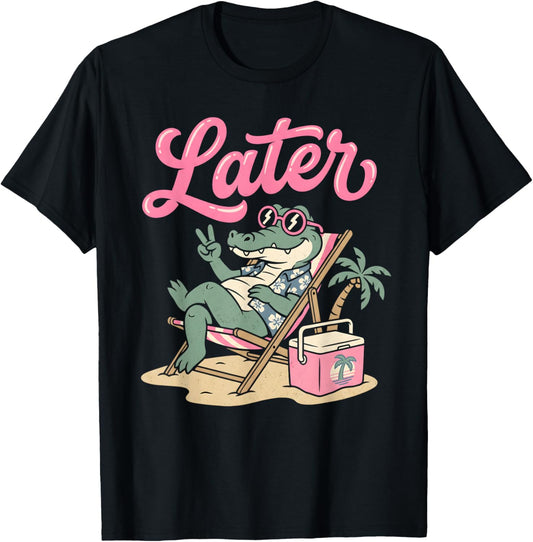 Later Gator Teacher Kids Summer Alligator Last Day of School T-Shirt - T-Shirt | Black