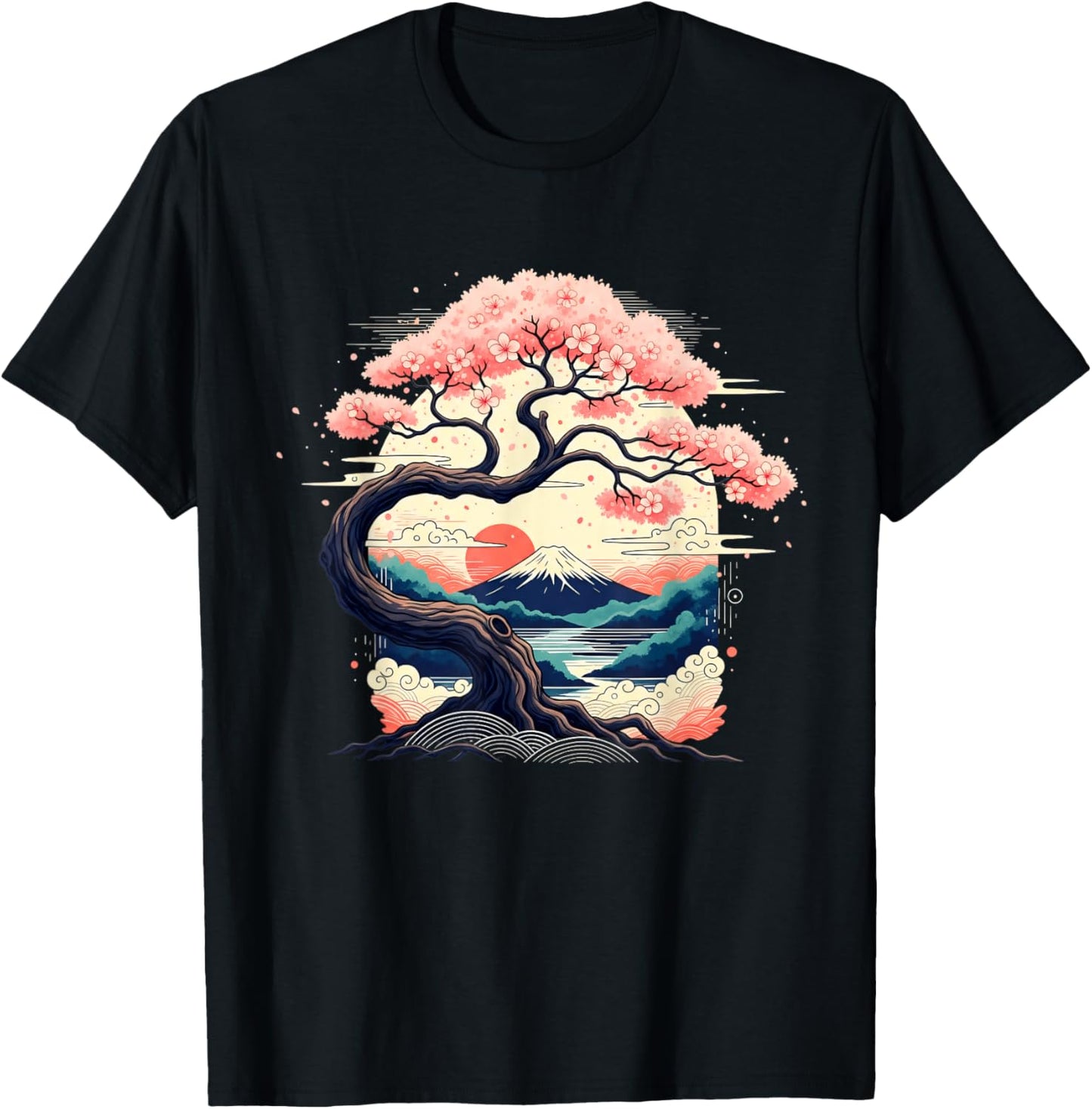 Cherry Blossom Japanese Tree Japan Art Japanese T-Shirt - T-Shirt | Black