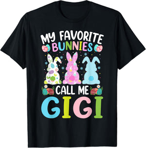 Gigi Bunny My Favorite Bunnies Call Me Gigi Easter T-Shirt - T-Shirt | Black