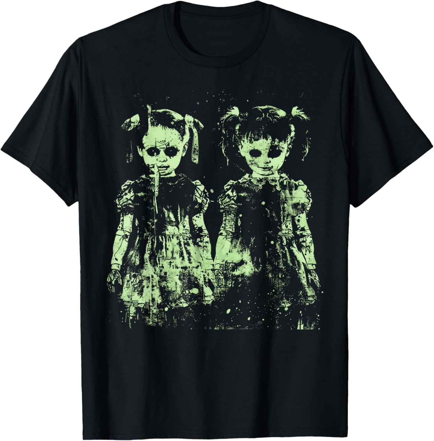 Horror Doll Creepy Cute Haunted Green Pastel Goth Alt Scary T-Shirt - T-Shirt | Black