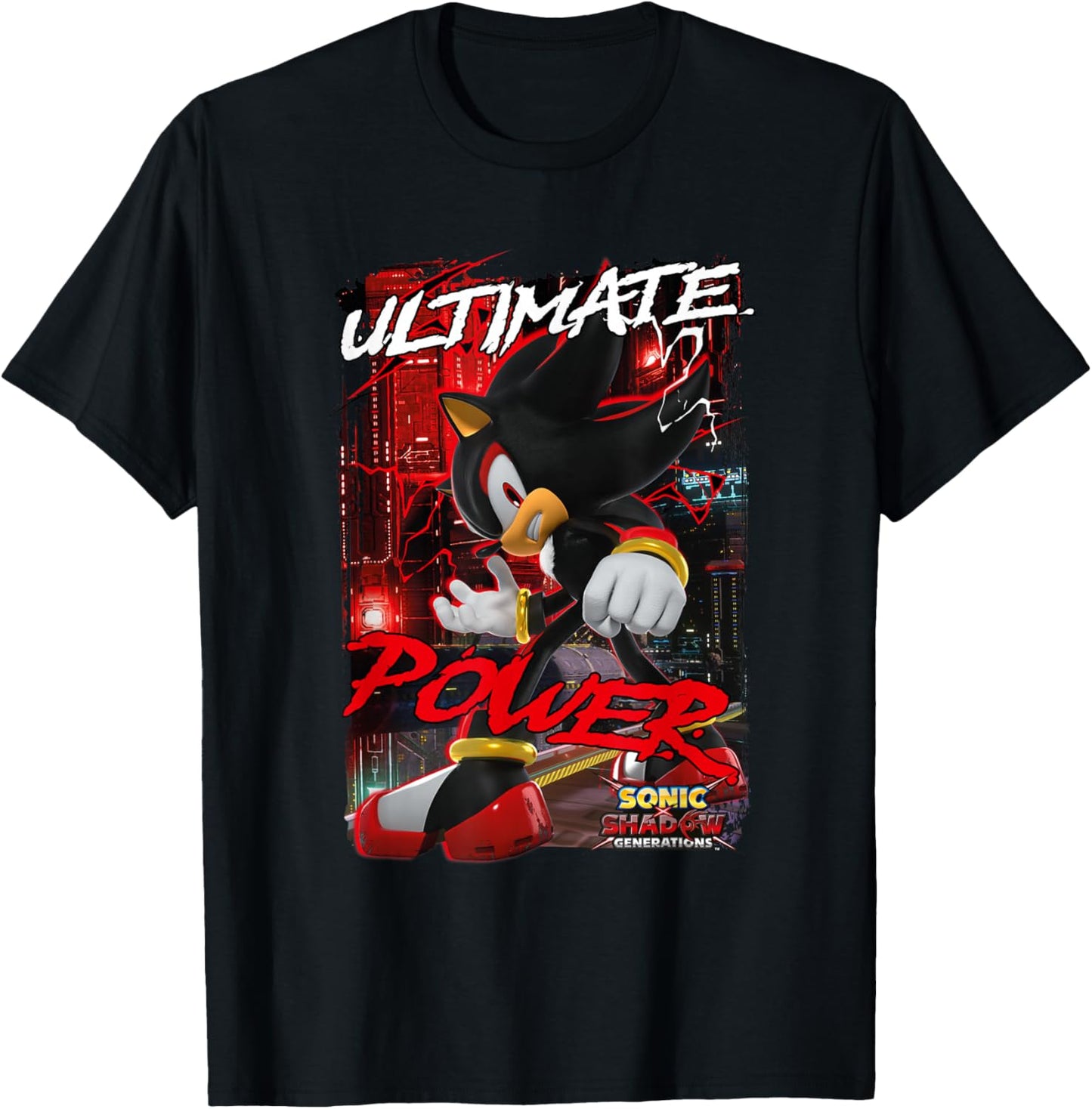 Sonic The Hedgehog Sonic X Shadow Generations Ultimate Power T-Shirt - T-Shirt | Black
