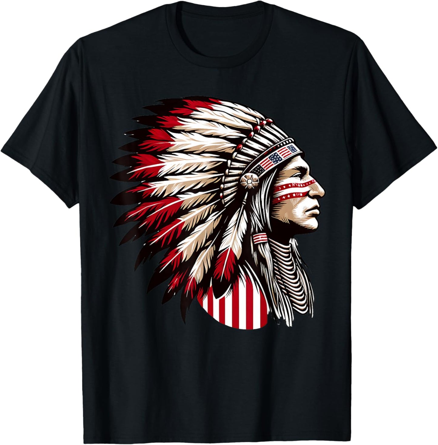 Native American Indian, Headdress Chief Ancestors Native T-Shirt - T-Shirt | Black