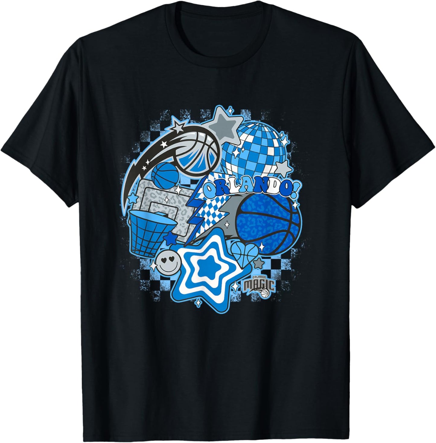 NBA Orlando Magic Psychedelic Basketball Collage T-Shirt - T-Shirt | Black