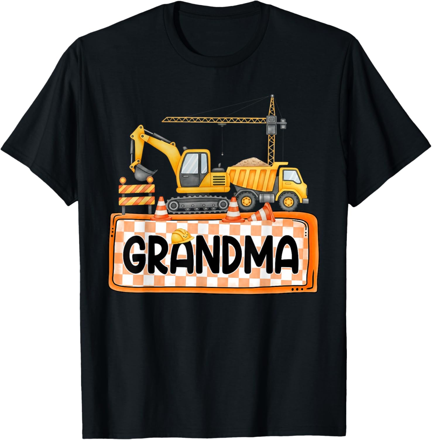 Funny Grandma Construction Excavator Matching Family T-Shirt - T-Shirt | Black