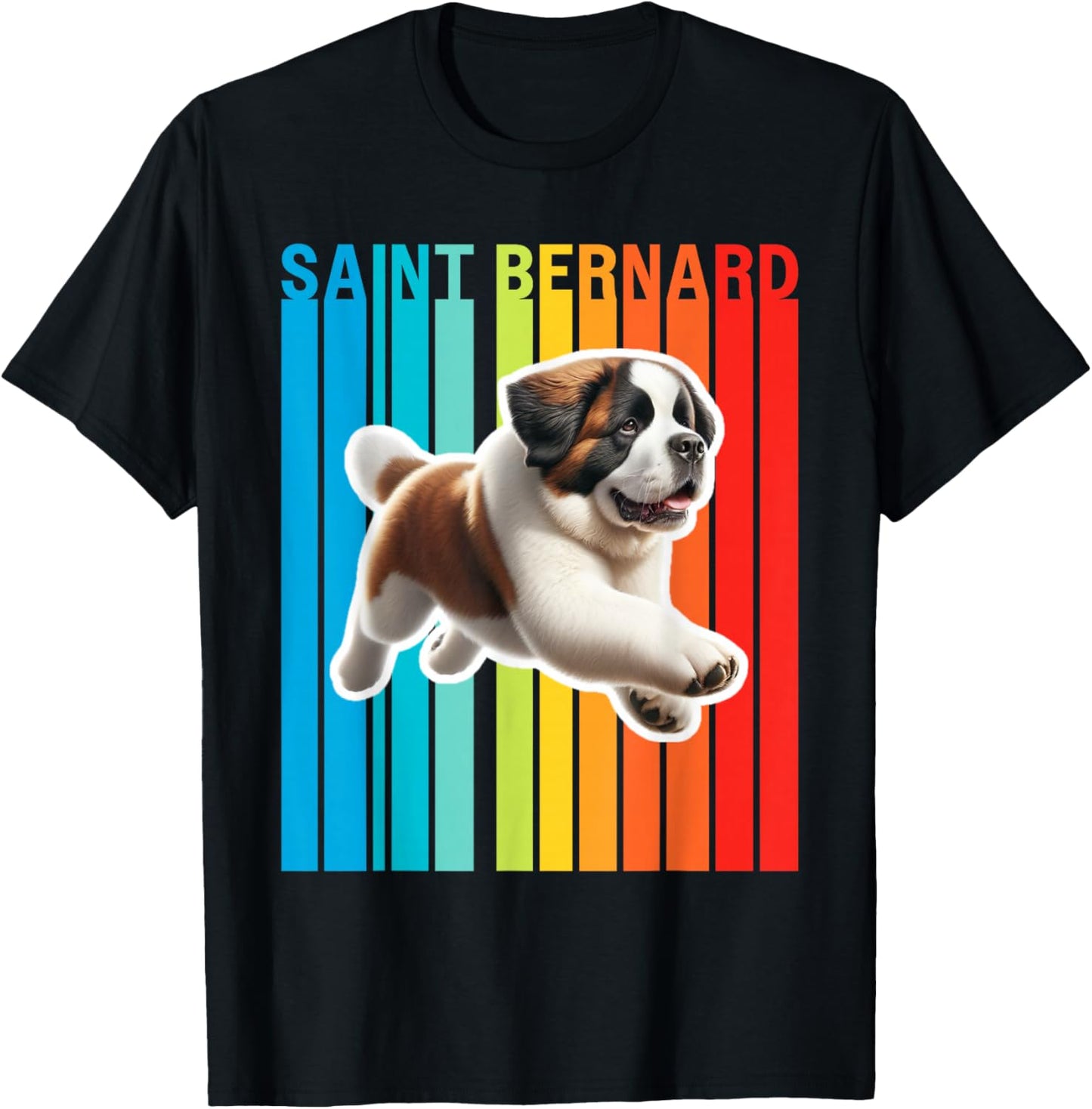 Colorful Saint Bernard T-Shirt - T-Shirt | Black
