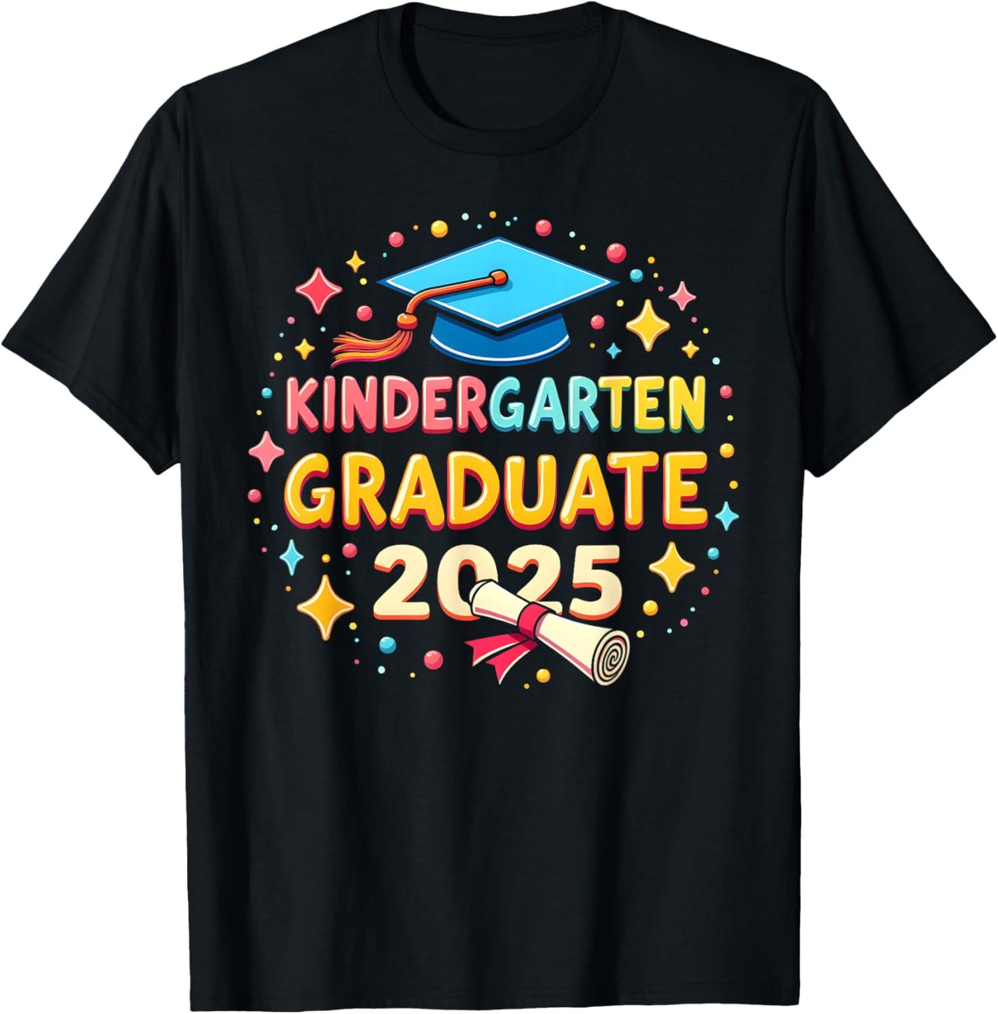 Kindergarten Graduation 2025 Graduate Kids Boys Girls T-Shirt - T-Shirt | Black