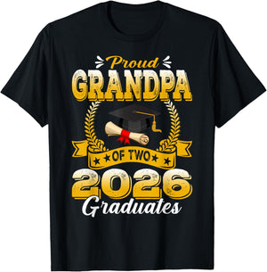 Proud Grandpa of Two 2026 Graduates T-Shirt - T-Shirt | Black