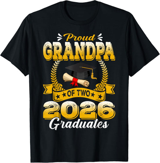 Proud Grandpa of Two 2026 Graduates T-Shirt - T-Shirt | Black