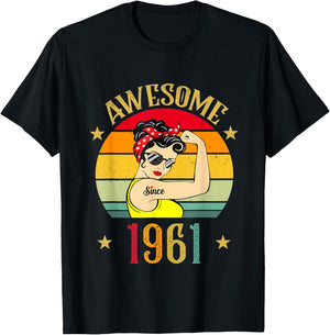 Vintage 1961 Cadeaux d'anniversaire pour Femmes 65 Ans né 1961 T-Shirt - T-Shirt | Black