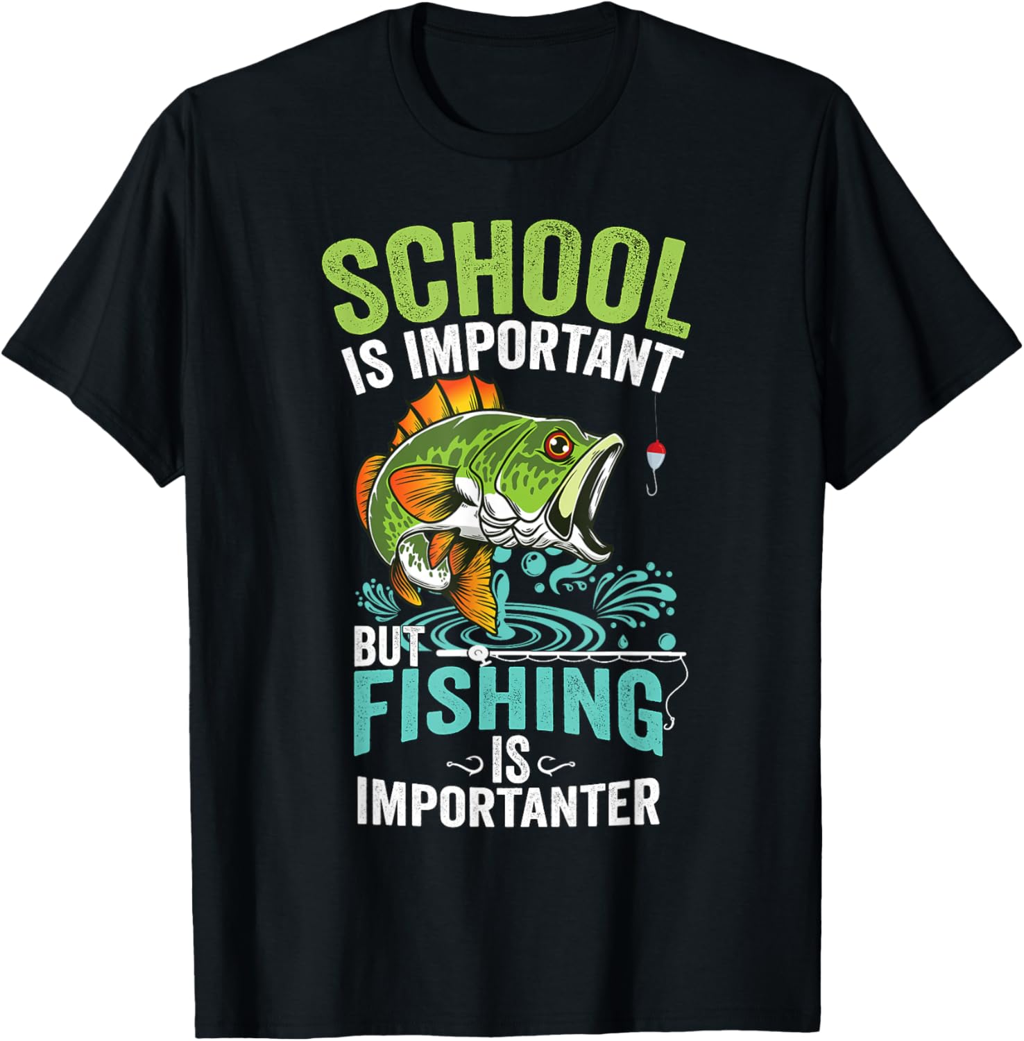 Funny Fishing For Boys Kids Fish Saying Bass Fisherman T-Shirt - T-Shirt | Black