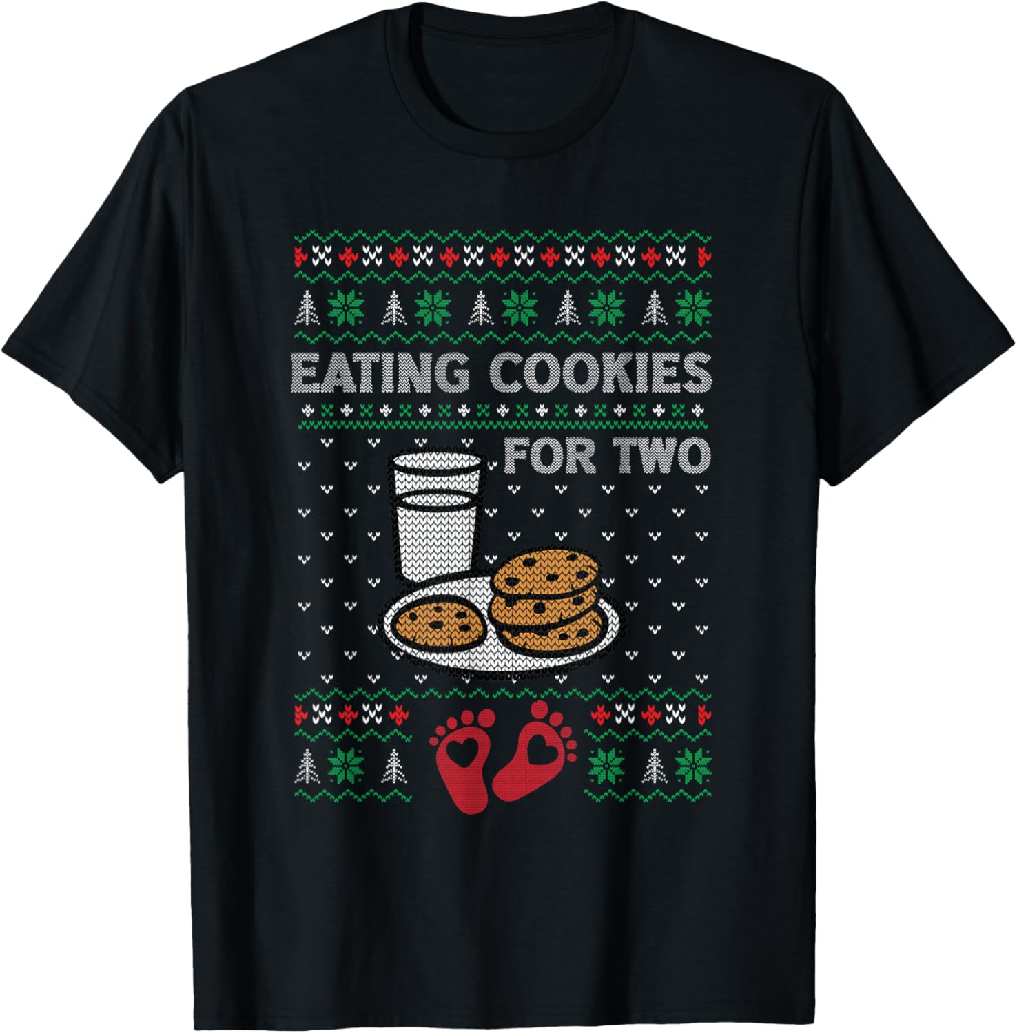 Pregnancy New Mom Baby Pregnant Christmas Matching Couples T-Shirt - T-Shirt | Black
