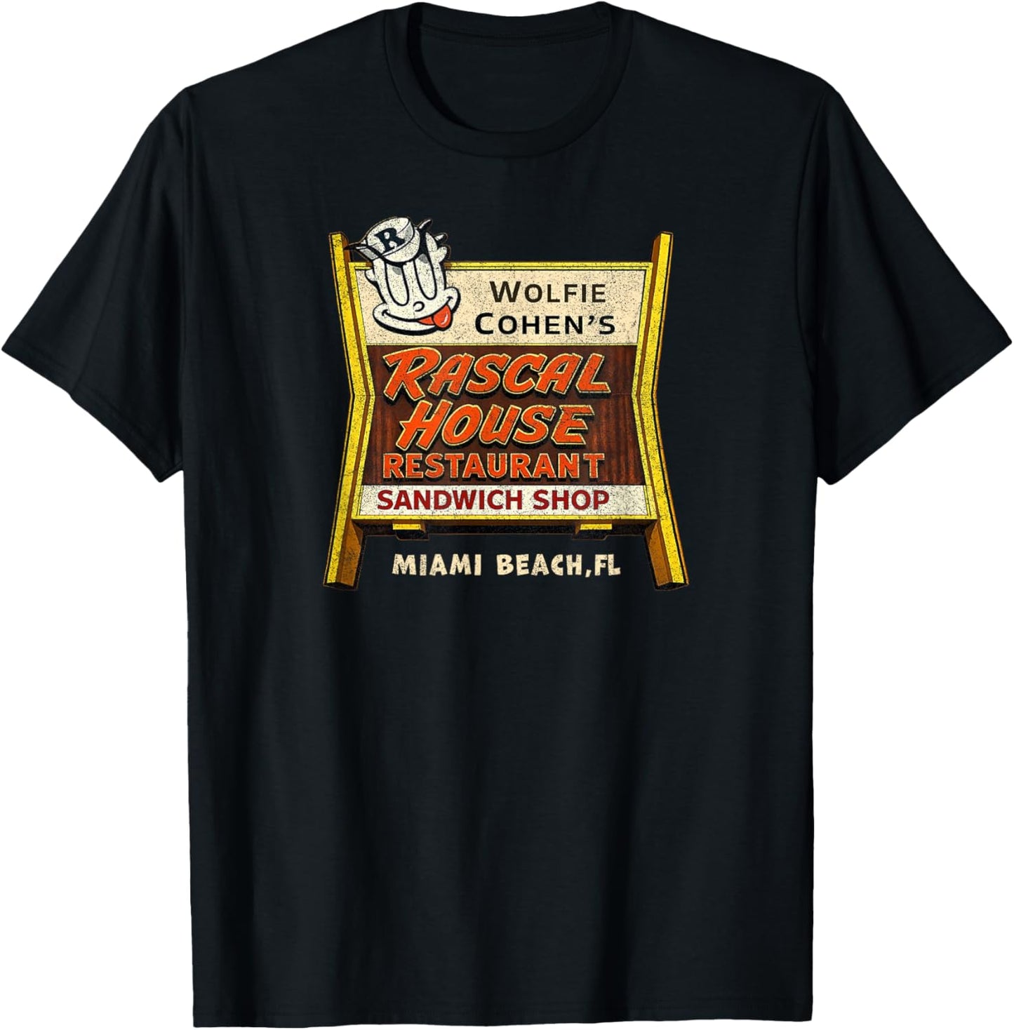 Rascal House Retro 70s 80s Miami Beach Funny T-Shirt - T-Shirt | Black