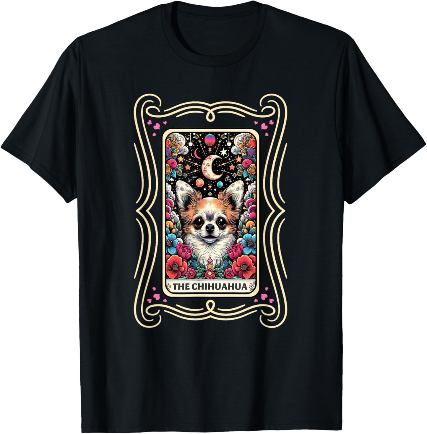 Dog Lover Colorful Tarot Card Chihuahua Graphic T-Shirt - T-Shirt | Black