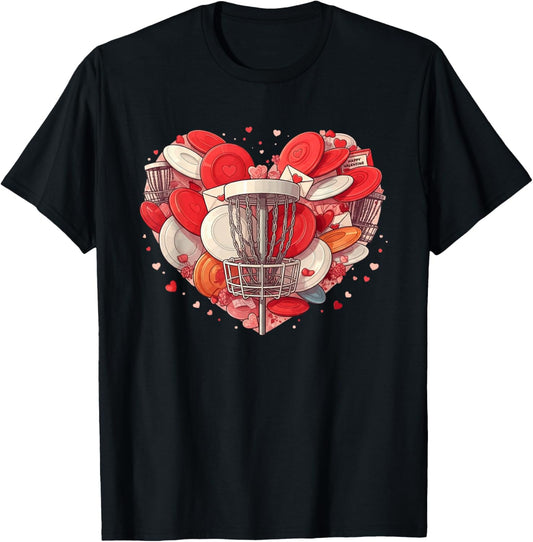 Funny Disc Golf Heart Valentine Disc Golf Kids T-Shirt - T-Shirt | Black