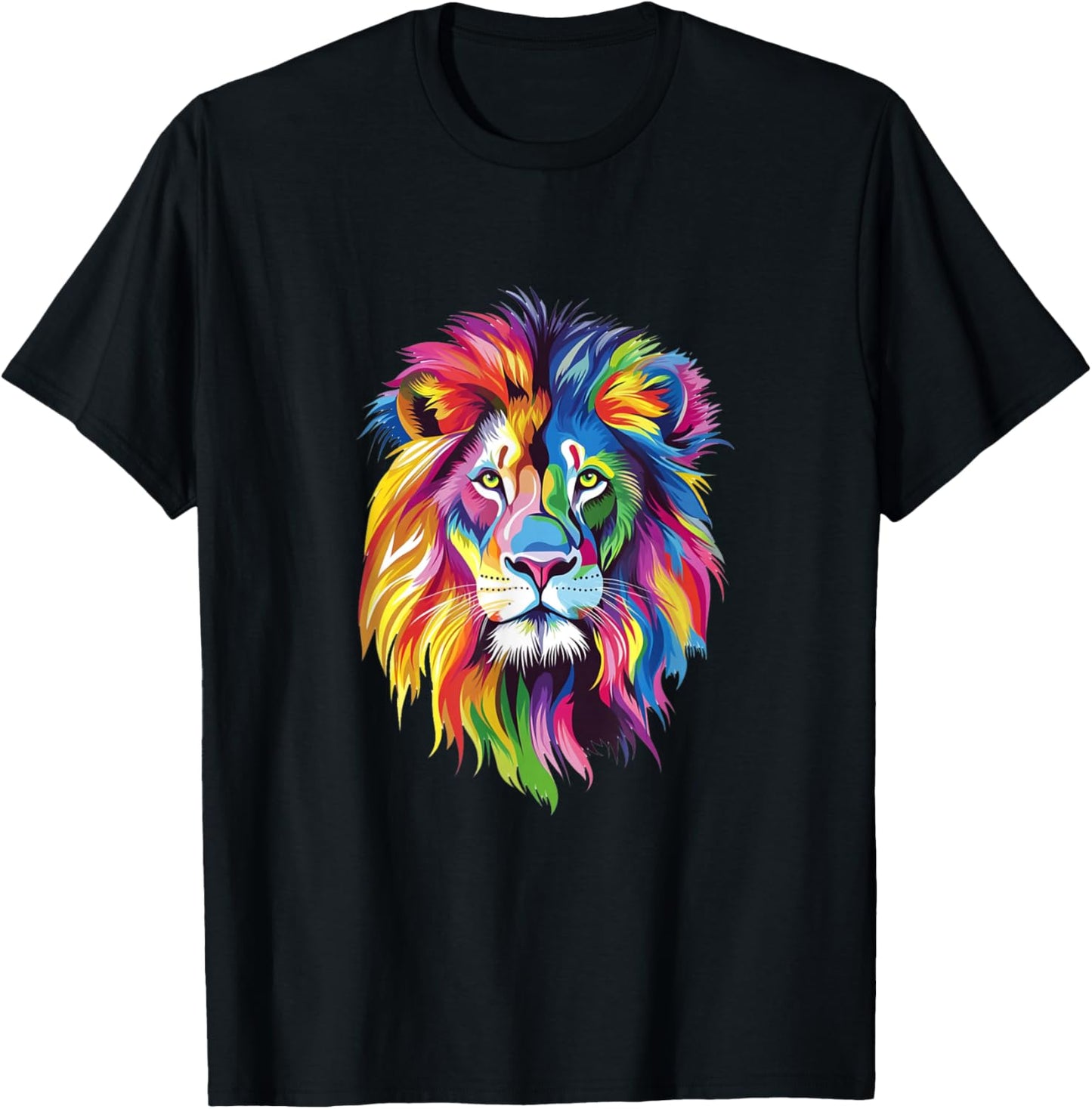 Vibrant Rainbow Lion Art for Bold Animal Lovers T-Shirt - T-Shirt | Black