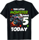 Birthday Monster Truck 5 year Old Boys This Little Turns 5th T-Shirt - T-Shirt | Black