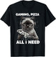 Gaming Cat with Pizza All Need Cats Lover Gamer T-Shirt - T-Shirt | Black