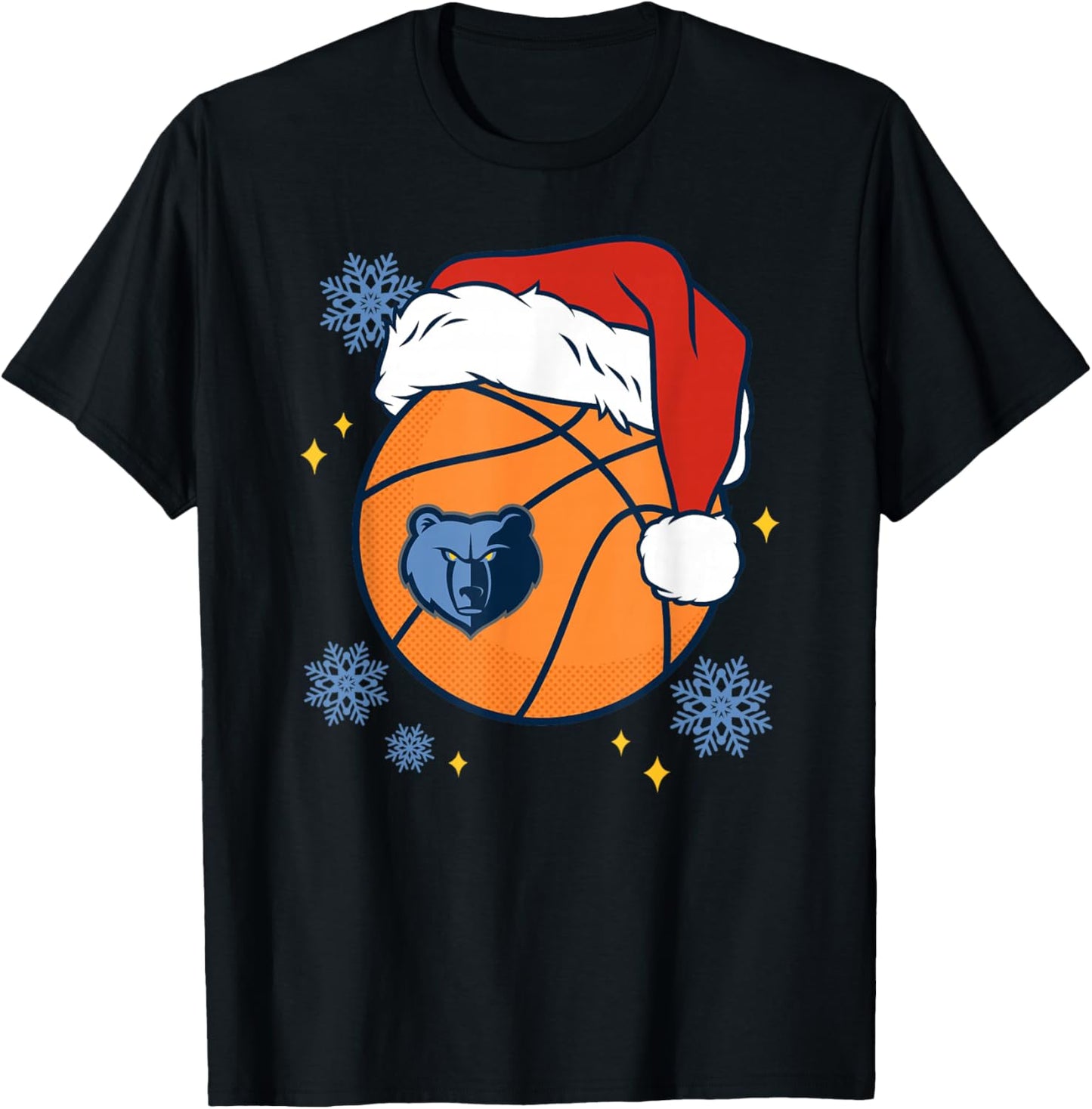 NBA Memphis Grizzlies Christmas Santa Hat Ball T-Shirt - T-Shirt | Black