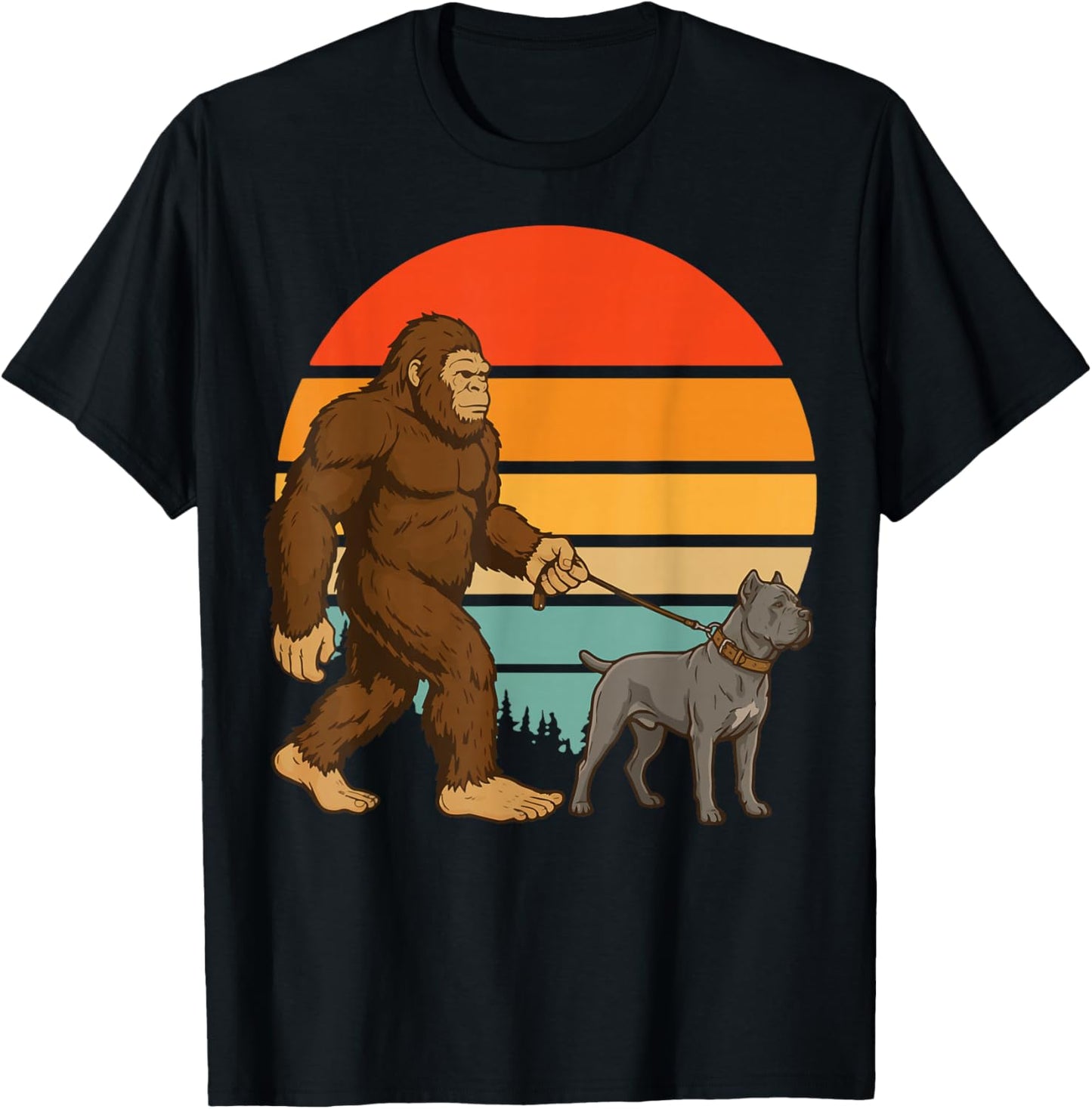 Bigfoot Cane Corso Retro Italian Mastiff T-Shirt - T-Shirt | Black