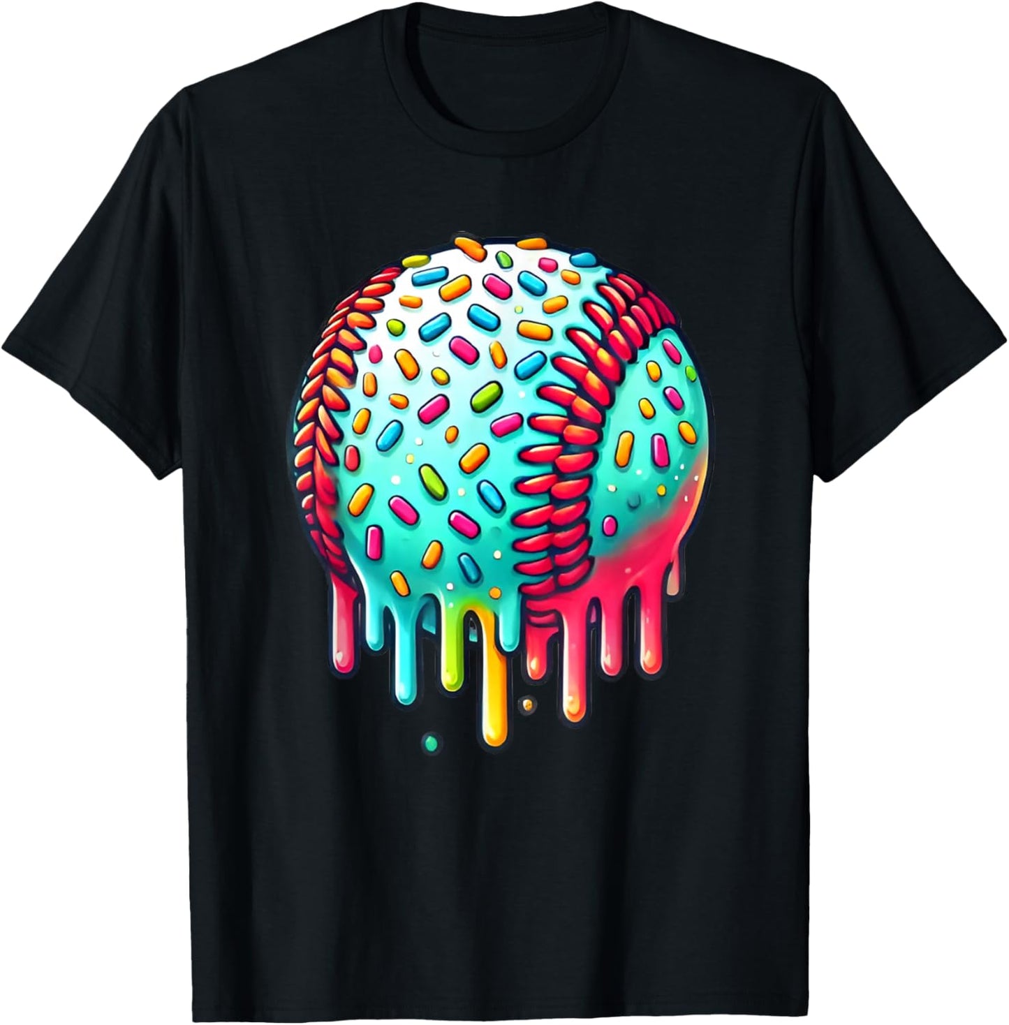 Ice Cream Drip Baseball Stuff Baseball Drip For Boys Kids T-Shirt - T-Shirt | Black